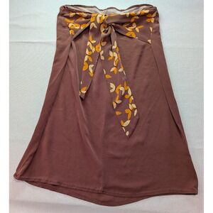 FrostFrench Skirt Womens 10 Brown Excellent Silk Butterfly Bow Mini A-Line